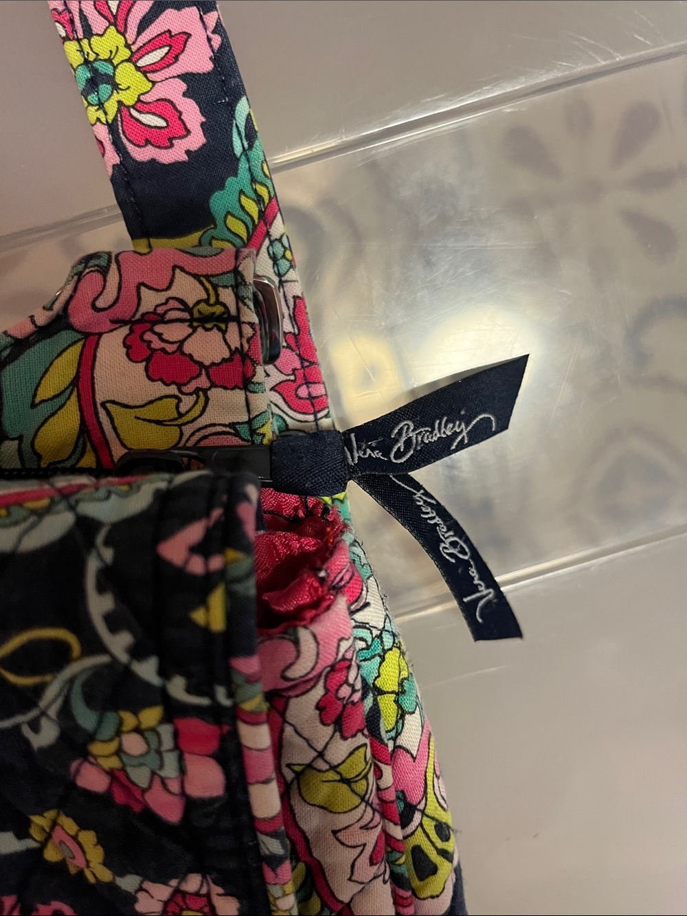 Vera Bradley Floral Quilted Crossbody in Navy, Pink & Teal - Picture 2 of 8